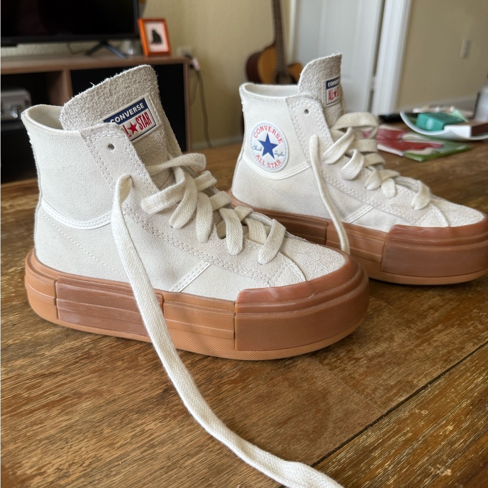 Converse Women's White and Tan High-Top Sneakers